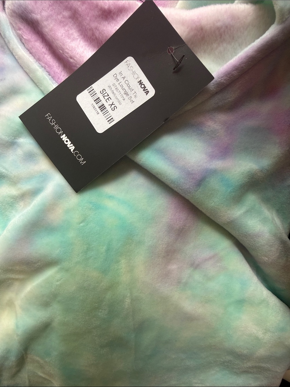 Fashion Nova Tie-Dye Pastel Faux Fur Jacket - Aqua & Lilac